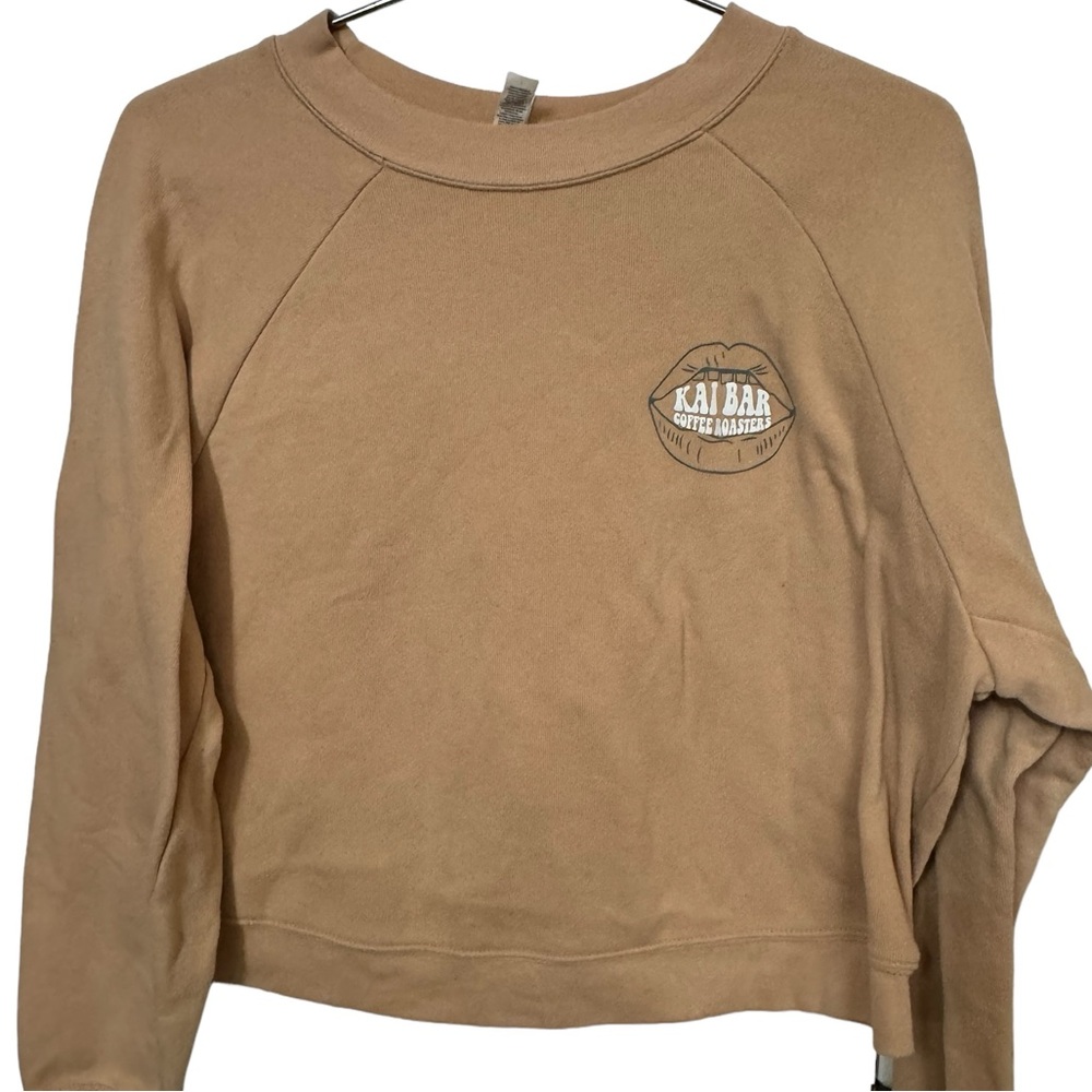 Retro Tan Kai Bar Coffee Roasters Women’s L Crew Neck Crop Sweatshirt Kilauea HI